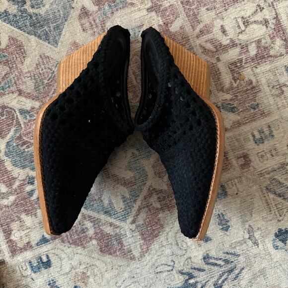Jeffrey Campbell Leone Suede Woven Mules Black Slip On Shoes Size 10 - Picture 6 of 9